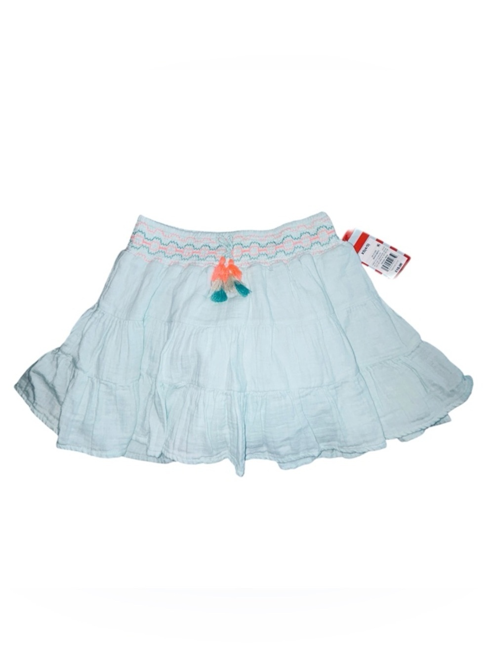 Cat & Jack Light Blue Tiered Skirt with Colorful Tassels